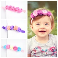 22 Renkler Saç Aksesuarlı Bant Bebek Kafa Küçük Kız DIY Beş Gül Hairbands Garland Çiçek Grogren Butik Parti için