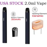 Vape Vape PEN 2,0 ml vaporisateur rechargeable E Cigarettes USA Stock Ceramic Coil Vapes d'huile épaisse ATomizer vide
