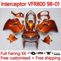 Bodywork For HONDA Interceptor VFR800R VFR 800RR 800 CC RR 98-01 Bodys 122No.5 VFR800RR 800CC VFR800 98 99 00 01 VFR-800 RR 1998 1999 2000 2001 Fairing Kit all orange