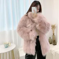 Women's Fur & Faux 2022 Autumn Winter Real Coat Women Thick Warm Genuine Leather Natural Ladies Jacket Furry Parka Overcoat Outwear