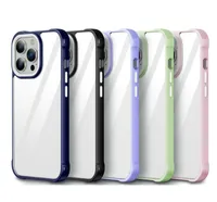 حدود اللون ماتي صافٍ من الحالات الهاتفية المقاوم للصدمات لـ iPhone 14 13 12 MINI 11 Pro Max XS XR 6 7 8 Plus Four Corners Cover