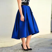 Jupes tendance bleu royal élevé bas pour femmes mi-moles de veau lolita jupe pliaite élégante adulte Saia Jupe faldas mujerskirts