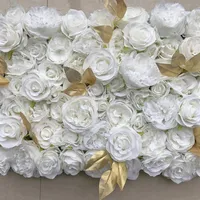 Белое золото 3D цветочная настенная панель -бегун Свадебная мастерская шелк роза Пион Свадебное украшение 24шт/лот Tongfeng241j