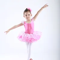 Dancewear Girls Ballet Lace Puff Sleeve Dance Training Tutu Girls Costume Children Children