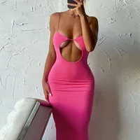 Zenaide Cut Y2K Long Dress Spaghetti Correa Sexy Maxi Bodycon Vestidos Pink Women Summer Black Beach Fiesta 220629