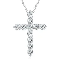 925 Collar de plata Cristal brillante Elegante Cross Cross Cross para mujeres Joyas de moda de alta calidad Regalo de Navidad