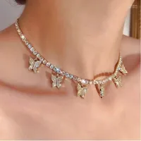 Chokers Rhinestone Butterfly Pendant Necklace for Women Chain Jewelry Collier Femme Bisuteria Ketting Colar Masculino Naszyjniki Damskie Spe