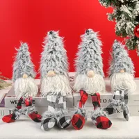 زخارف عيد الميلاد اللوازم أفخم دمية لعبة بيضاء سانتا سانتا جالسة طويلة أرجل ألعاب القزم عيد الميلاد قزم هدية للرجال 11 98WF D3