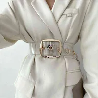 플러스 크기 PVC 여성 패션 핀 버클 여성 흰색 허리 투명한 큰 벨트 숙녀 Grommet Corset Cummerbunds H220418
