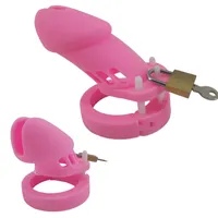 Silicone Pink Male Chastity Dispositive Cock Cage CB6000 CB6000S con 5 pene Cinturón de anillo juguetes sexy para hombres G7-2-5