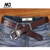 MEDYLA Men' Belt High Quality Genuine Leather Luxury Strap Classic Vintage Alloy Pin Buckle Male Jeans for Men SM03 220402