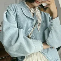 Women's Jackets Early Spring Style Distressed Long-sleeved Lapel Single-breasted Loose Wash Women's All-match Denim JacketWomen's