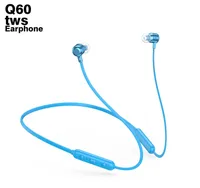 Q60 무선 넥 밴드 이어폰 헤드폰 스포츠 EAR TWS Earbuds 이어폰 액세서리