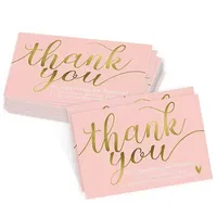 Pink Holiday Greeting Cards Hot Stamping Thank You Card Tag Christmas Birthday Gift Supplies 50*90MM BES121