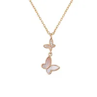 Sparkling diamond zircon lovely cute shell butterfly pendant short choker necklace for women girls fashion designer rose gold silvers