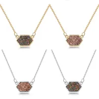 Collares colgantes Druzy Drusy Fashion Fashion Oval Resin Faux Stone Gold Silver Brand Jewelry for Women Girls2460