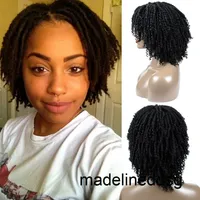 Short Dreadlock Curly Wig for African Women Synthetic Soft Faux Locs crochet hair Wigs Black Bouncy locs Braids Wig2768 QZ1U