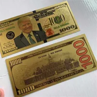 Figure US Promotion Donald Trump Dollar fake money 24k gold banknote 1000usd commemorative bills gold foil banknotes