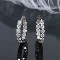 Iogou Hoops 100% 925 Sterling Silver Real 3mm Moissanite Stud -oorbellen voor vrouwelijke sprankelende sieradengeschenken met GRA -certificaat