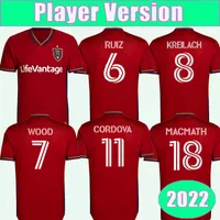 2022 Real Soccer Jerseys Player Versie Zout Kreilach Wood Ruiz Meram Cordova Blij MacMath Lake Home Football Shirt Herrera Short Mouw Uniformen