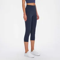 L-102 Kadınlar Spor Tayt Yoga Pantolon Elastik Yüksek Bel Karın Kontrol Capris Kırpma Gym Dipleri Zayıflama Fitness Koşu Tayt Kadın