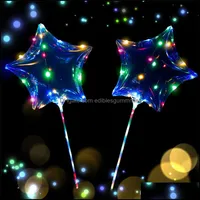 Andra evenemangsfestleveranser Festive Home Garden Wholesale Led Light Up Balloons Star Heart Shaped Clear Bobo med String Lights For Birthda