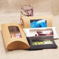 10pcs Caixa de presente Packaging Pillow Shape Candy Bag Party Diy Favor Favor Kraft Paper Boxes Wrap241a