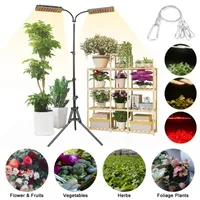 Grow Lights Light With Stand 180W Full Spectrum Phyto Growing Lamp 2-Head 180 LEDs Floor Flower Plant Adjustable Timer For Indoor