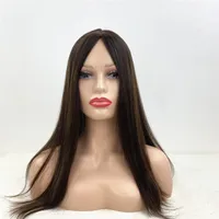 European Virgin Human Hair Joodse Wig #4/ #10 Straight Type Silk Top Glueless Kosher Pruik voor blanke vrouw Fast Express Delivery