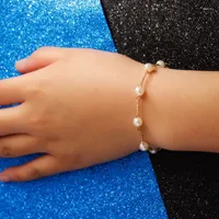 Beaded Strands Korean Version Of Selling Simple And Sweet Girl Bracelet Elegant Imitation Pearl Wild Lady Gold Fawn22