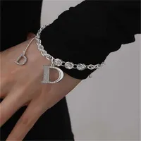 Design Sense Micro Setting Zircon D Letter Pendant Charm Bracelet Classic Jewelry For Woman Party Exquisite Accessories GC1522