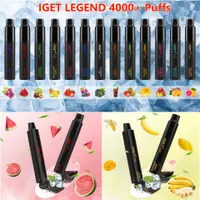 100% Original IGET LEGEND Dispsoable Vape 4000+ Puffs Electronic Cigarettes Device Pen Vaporizer 5% Pod 12ml 1500mAh Battery XXL KING E Cigs
