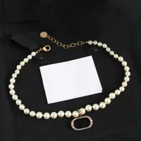 Fashion Pendant Necklaces gold pearl necklace Chokers for lady Women Party Wedding Lovers gift engagement Jewelry for Bride with b305V