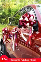 Feestdecoratie 10 stks romantische auto trekkracht bogen bloemenbal met de hand getroffen lint voor cadeauverpakking feestelijke bruiloft