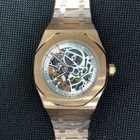Mira la moda nueva masculina de movimiento mecánico completamente automático Hour Fand Fand Wall Wall Wristwatch Strap de metal de lujo Reloj impermeable de alta calidad con caja