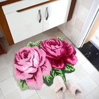 Tapijten boetiek handgemaakt roze/rood/blauw rozen trouwkamer decor zacht vloer tapijt keuken restaurant antiskid mat portier 70x60 cmcarpets