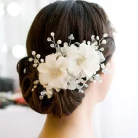 Человеки Crystal Pearls Бисероплетение свадебный головной убор Сногсшибательные свадебные шляпы Аксессуары для волос с расческой