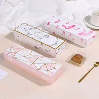 Flamingo / Marble / Feather Pattern Passar Packaging Box Regalo Wrap Nougat Cookies Wedding Chocolate Torta al cioccolato Pane Cartboard Boxs 366 S2