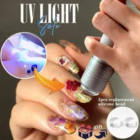 Nail Dryers Portable UV Press Light With 3pcs Silicone Heads Art Lamp Glitter Sequin DIY Stamper Dryer For Gel Polish Quick Dry Prud22