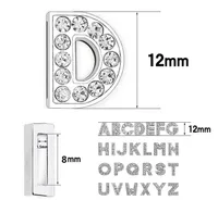 1300pc/lot 8mm bling Slide letter A-Z silver color diy charms full rhinestones English alphabet fit for 8MM leather wristband keychains
