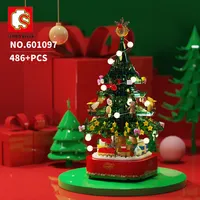 Sembo Block Creator Expert en la caja de música de árbol de navidad de Navidad Train Village Train Santa232y