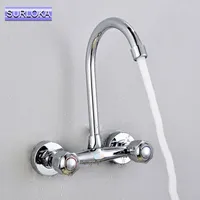 Shower Faucet Bathroom Bathtub Faucets Valve Wall Mounted Dual Hole Single Handle Kitchen Mixer Tap Cold Water Mixing Taps