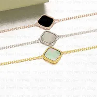 Classic Fashion 4/Four Leaf Clover Single Flower Pendant Charm Bracelets Chain 18K Gold Agate Shell Moeder van Pearl voor vrouwen Girls Valentin