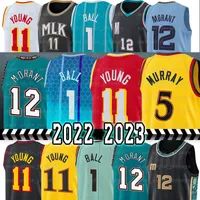 Trae Young 11 Jerseys de baloncesto Hawk Dejounte Murray Grizzlie Ja Morant 12 Lamelo Ball 1 camiseta de camisa