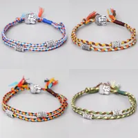Charm Armbänder Tibetaner Buddhist Lucky Woven Amulett Tibet Cord Bracelets Bangles für Frauen Männer Handgefertigte Seil Buddha im Kebelbranband Rodn22