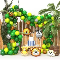Party Decoration Set Green Balloons Garland Jungle Animal Foil Helium Globos Balloon Arch for Kids Baby Shower Birthday Decor Supplies Party