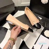 발레 아파트 평평한 가까운 발가락 캐주얼 신발 여성 기본 가죽 트위드 천 2 3