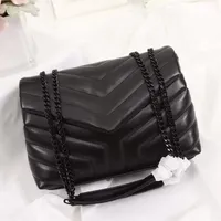 Yüksek kaliteli çantalar loulou kadın tasarımcısı siyah deri büyük kapasiteli zincir omuz çantası kapitone haberci el çantaları