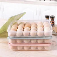 収納ボックスビンズグリッド卵ボックストレイ蓋キッチン冷蔵庫ホルダーコンテナドロップラックオーガナイザー新鮮なキープケースストラージ