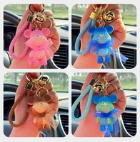 Party Favor 2022 New silk scarf bow tie Bear Keychains tide brand net red wool bear three-dimensional doll key chain woven rainbow backpack pendant